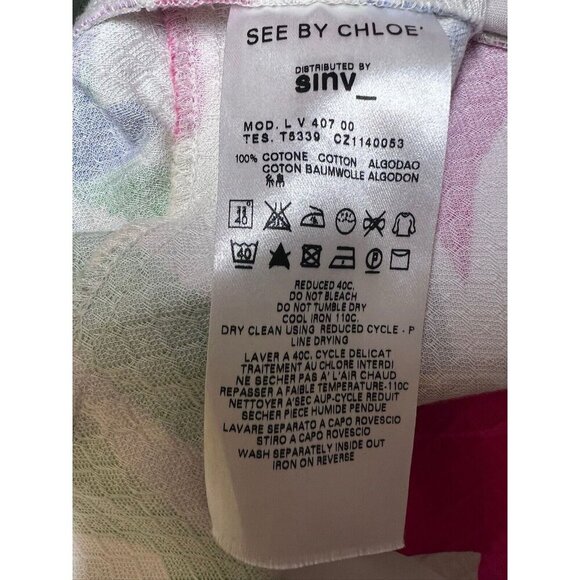 See by Chloe Womens Short Sleeve Scoop Neck Floral Dress Multicolor Size 44/8 - Picture 13 of 15